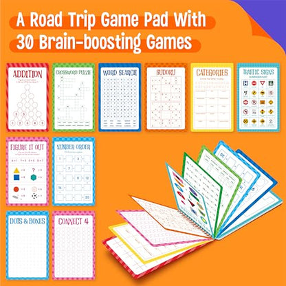 Logic Puzzles Game Pad, 30 Reusable & Erasable Logical Thinking Games-Sudoku, Scavenger Hunt, Math Games, Dry Erase Brain-Boosting Puzzles Activities Pad for Kids, Road Trip, Airplane & Car Travel - style: Game Pad