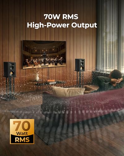 ULTIMEA 3-Way Powered Bookshelf Speakers, Bluetooth 6.0, No Receiver Needed | 5.25" Woofer,HDMI ARC,70W RMS,Clear Dialogue,Deep Bass,Clear Highs,SUB OUT,RCA Input,App EQ,Easy Setup, TV, Music & Turntable