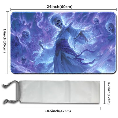 MTG Playmats(Stitched) 14x24in Compatible for OCG CCG RPG TCG Playmats with Card Zones Storage Bag (Carnival Skeleton-No Zone) - color: Carnival Skeleton-no Zone