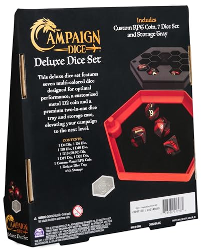 Spin Master Games, Campaign Dice, Premium Dice to Go, Set of Polyhedron Dice for RPG & Board Games, Storage Case, DND Dungeons and Dragons, MTG Magic The Gathering, for Ages 8 & Up - color: Campaign Dice Deluxe