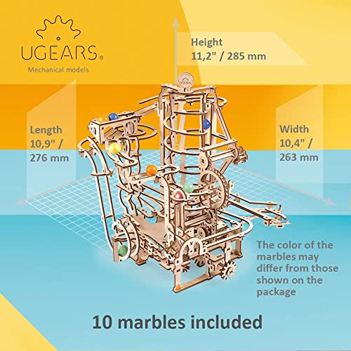 UGEARS Wooden 3D Puzzles for Adults - Wooden Marble Run Spiral Hoist Models for Adults to Build - Advanced Wooden 3D Puzzle Kit - Mechanical Model Wooden Puzzles for Hobbyists - 266 Pcs - color: Marble Run Spiral Hoist