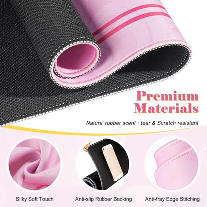 Shipped Rolled Mahjong Mat with Rules Without Creases, 3mm, 32.5" x 32.5" | Anti-Slip Rubber Base, Travel-ready with Carry Bag, Soft & Water-Repellent Surface, Noise-Reduce, for Poker & Card game - color: Pink