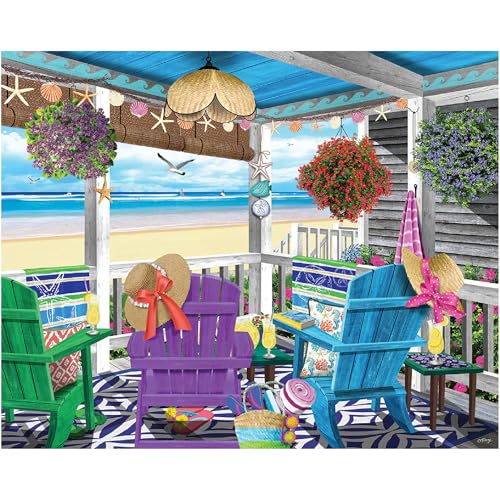 White Mountain 1000 Piece Jigsaw Puzzle Scenic Summer Beach, Low Tide | Large Pieces, Gift for Adults and Family, 24"x30" in