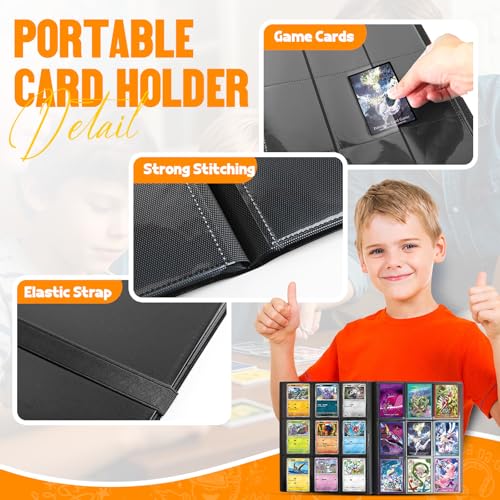 Card Binder 9-Pockets, Trading Card Binder, 20 Pages, 360 Card Capacity Collection Binder, Card Folder for MTG, TCG, Game Cards & Sports Cards（Black） - color: Black
