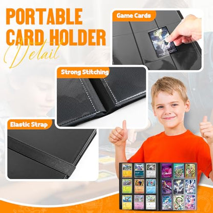 Card Binder 9-Pockets, Trading Card Binder, 20 Pages, 360 Card Capacity Collection Binder, Card Folder for MTG, TCG, Game Cards & Sports Cards（Black） - color: Black