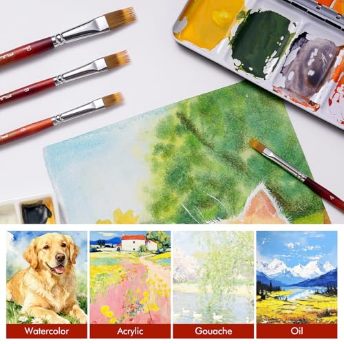 5pcs Dual-Layer Grainer Brush Set- Fuumuui Professional Synthetic Flat Comb Brushes for Unique Texture Painting Perfect for Artists Acrylic, Watercolor and Oil - color: Red