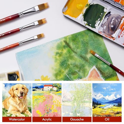 5pcs Dual-Layer Grainer Brush Set- Fuumuui Professional Synthetic Flat Comb Brushes for Unique Texture Painting Perfect for Artists Acrylic, Watercolor and Oil - color: Red