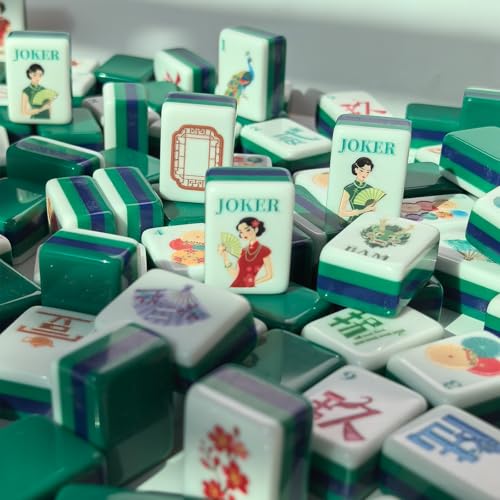 American Mahjong Classical Chinese Design Set 1.2-inch 160 Acrylic High-Grade Mah-Jongg Tiles