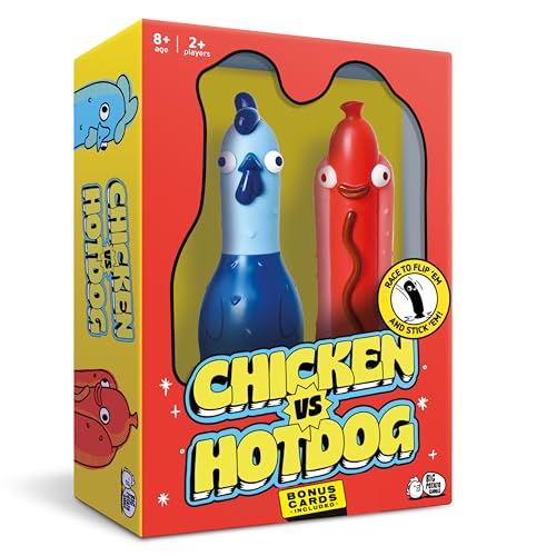 Big Potato Chicken vs Hotdog Action Party Game for Kids and Adults | Flip Your Sling'em, Silly Board Game, Head-to-Head Flipping Duel, Fast & Funny, 2+ Players, Ages 8+, Yard and Outdoor Game - style: Chicken vs Hotdog 2024 Edition