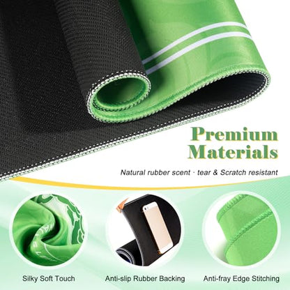 Shipped Rolled Mahjong Mat with Rules Without Creases, 3mm, 32.5" x 32.5" | Anti-Slip Rubber Base, Travel-ready with Carry Bag, Soft & Water-Repellent Surface, Noise-Reduce, for Poker & Card game - color: Green