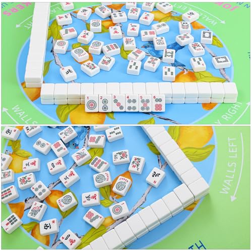 TIASUSAN American Mahjong Learning Mat (33” x 33”) with Black Carrying Bag, Blue and Green, Anti-Slip, Noise-Reducing, Mahjong Mat for Table - color: Blue and Green
