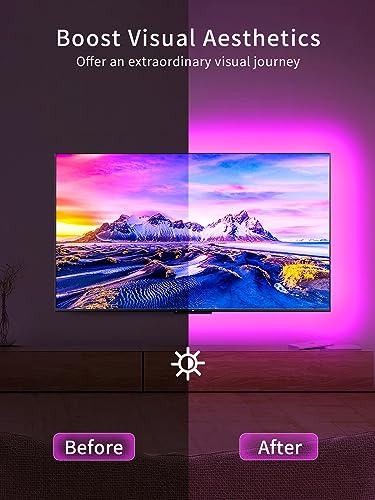 KANTUTOE TV LED Backlight, 9.84ft LED Lights for 32-45 Inch TV, RGB TV Backlight with Remote, Music Sync Bluetooth APP Control Strip Lights USB Powered for Bedroom Gaming Room Decor - size: 9.84FT for 32"-45" TV