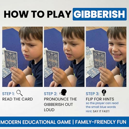 The Gibberish Guess Game Standard Playing Cards, Funny Word Games for Teens | Road Trip Travel Size Game, Family Friendly, Jibberish Silly Game Portable for Car Trip Activities, Boredom Buster for Kids