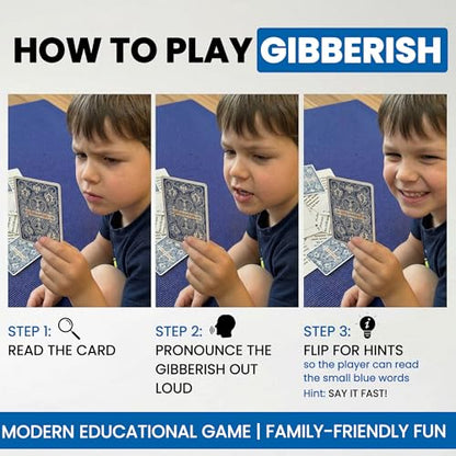 The Gibberish Guess Game Standard Playing Cards, Funny Word Games for Teens | Road Trip Travel Size Game, Family Friendly, Jibberish Silly Game Portable for Car Trip Activities, Boredom Buster for Kids