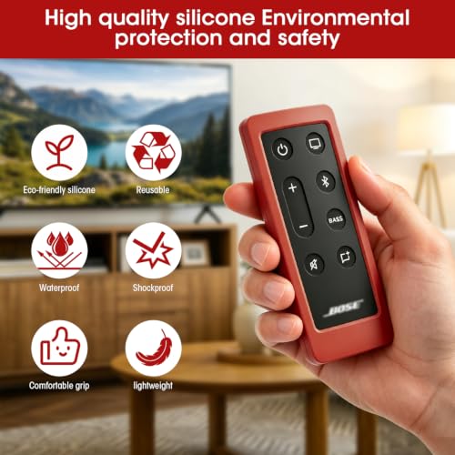 Case for Bose Solo 5 10 15 Series ii TV Remote,Silicone Cover for Bose Solo Cinemate Series II IIGS 1SR 10&15 Remote Controller Skin Protective Universal Replacement Sleeve-Red - color: Red