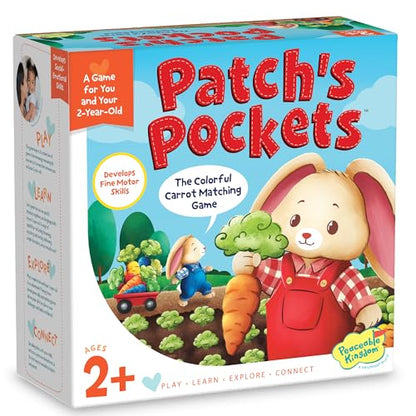 Peaceable Kingdom Patch's Pockets Color Matching Game for Toddlers | A fast, replayable board game. Includes 1 gameboard and 12 carrots.