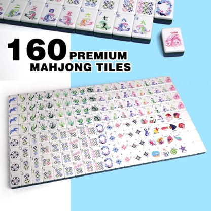 American Mahjong Game Set, Portable Carrying Bag,Acrylic 160 Tiles,Western Mahjong Tiles Set,Complete Ma Jong Set (Jasper) - color: Jasper