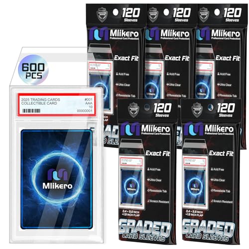 600 Pack Graded Card Sleeves, Precise Fit Slab Sleeves, Acid-Free Resealable Slab Protector Compatible with PSA Graded Slabs - size: 600 Pack