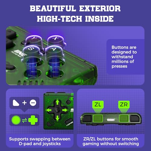 IINE Mini Retro Wireless Controller, Micro Remote Controller for Switch/OLED, PC, Android and IOS, Keychain Pocket-sized Controller with Turbo Function (Green) - color: Green