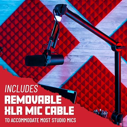 Gator Frameworks Professional Desktop Broadcast/Podcast Microphone Boom Stand with On-Air Indicator Light, Blue,Violet, & Red (GFWMICBCBM4000) - style: 4000 Series