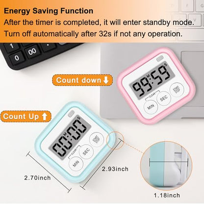 Timer, Kitchen Timers for Cooking Classroom Timer for Kids Teachers Magnetic Digital Timers 2 Pack, Pink - color: Pink