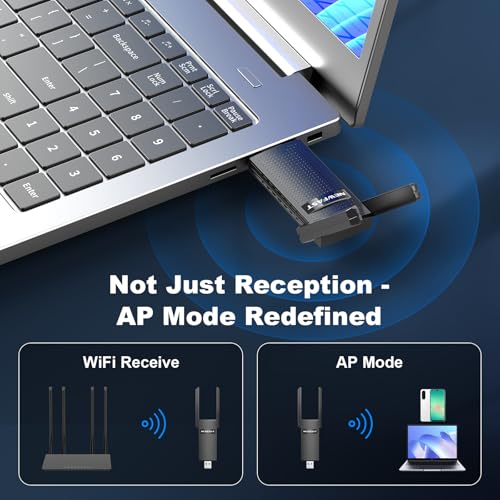 NEWFAST AC1300 USB WiFi Adapter for Desktop PC U327, 2.4G/5G Dual Band Wireless Network Transceiver Adapter with Dual Antennas, Wireless WiFi Adapter Dongle Compatible Windows 8/8.1/10/11
