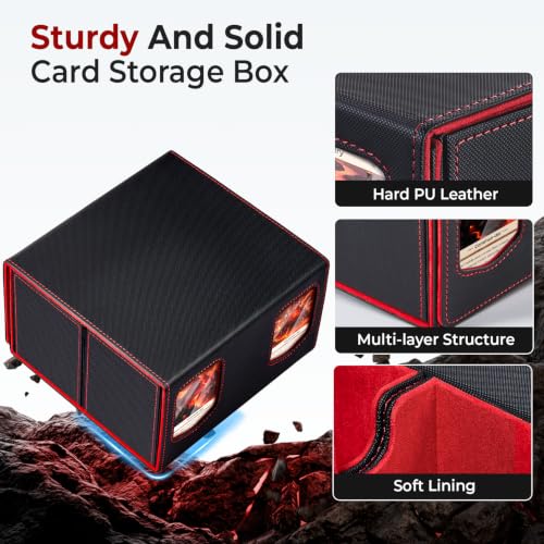 Fabmaker Deck Box Compatible with MTG, Large Capacity Trading Card Storage Box, All-in-One Leather Magnetic Closure Card Box with Token Tray, Card Box Compatible with Magic the Gathering - color: Grey, size: 2 pack