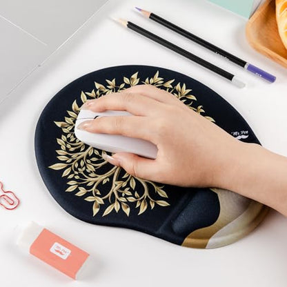 Mr. Pen- Ergonomic Mouse Pad with Wrist Rest, Golden Tree Design | Breathable Fabric with Memory Foam Cushion, Non-Slip Rubber Base, Gel Mouse Pad with Wrist Support - color: Golden Tree