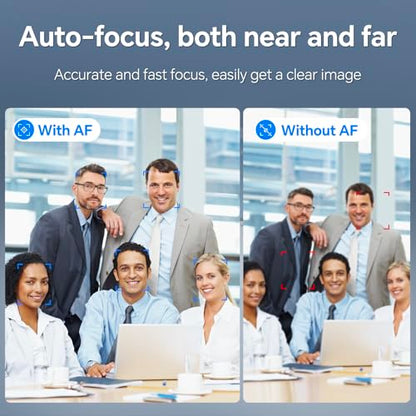 4K Webcam for PC with Dual Microphones, Autofocus USB Camera with Privacy Cover and Auto Light Correction, Plug and Play for Laptop, Mac, Zoom, Teams, Video Calls and Streaming - size: Without Tripod