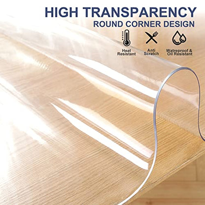 XEANGOUN 46x46 Inch Square Clear Table Cover Protector Wood Furniture Dining Coffee Glass Marble Tabletop Protection Gaming Desk Mat Table Pad Eco Thick Clear Plastic PVC Wipeable Waterproof Vinyl - color: Clear 1.5mm, size: 46" x 46" (Square)