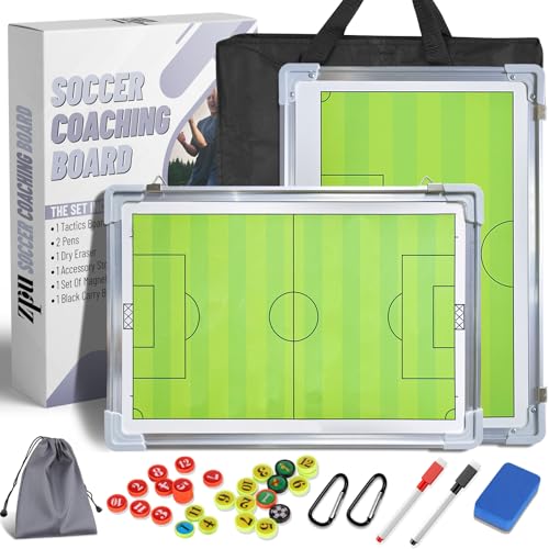 ZPU Soccer Coaching Board, Magnetic Soccer Board for Coaches, Soccer Tactics Clipboard with Dry Erase, Marker Pen, Magnets and Storage Bag, for Teaching and Game Plan - color: Soccer-green