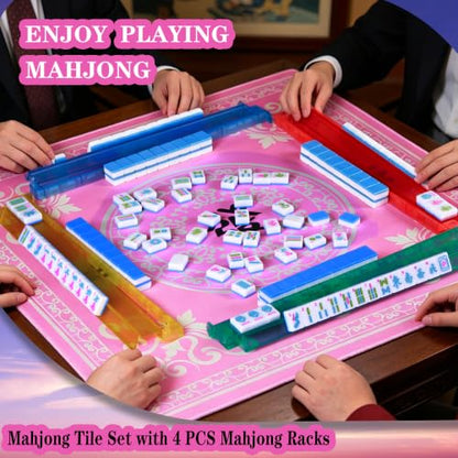 American Mahjong Sets with Pushers 166 Mahjong Tile Set 1.2 inch Blue American Mahjong Set