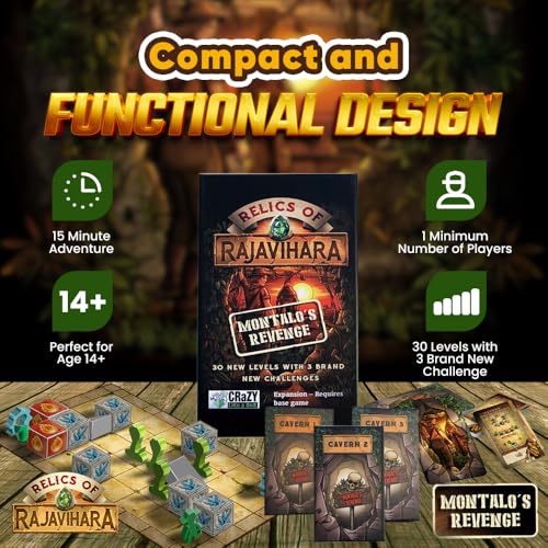 Montalo’s Revenge Expansion Pack for Relics of Rajavihara – an Epic Adventure for Fans of Strategy, Tabletop, and Solo Player Board Games - style: Expansion pack