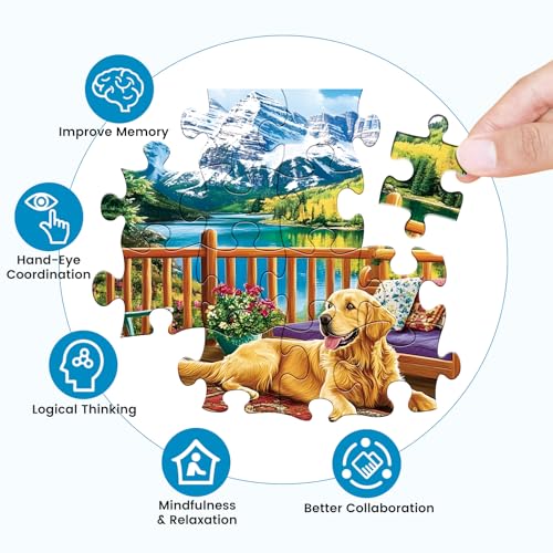 Puzzles for Adults 500 Pieces, Jigsaw Puzzles 500 Pieces Dog Mountain Jigsaw Puzzle Adult Puzzles Recycled Cardboard Puzzle Game Activity Nights Birthday Gift Toy 20.5x15 inch - style: Dog