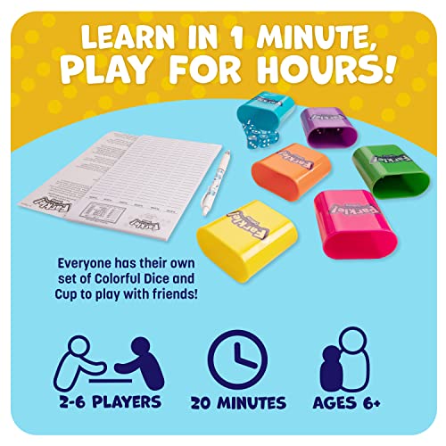 Farkle Deluxe Dice Games Set Includes 36 Colorful Dice, 6 Rolling Cups, Rolling Tray, and Score Sheets The Classic Push-Your-Luck Dice Game - style: Deluxe