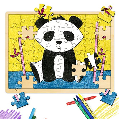 48 Piece Blank Puzzle with Tray to Draw on, Each Piece is Unique, Custom Puzzle 14.2x10.6 Inches for Crafts & DIY, Make Your Own Wooden Jigsaw Puzzles