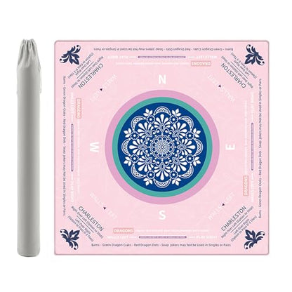 Mahjong Mat with Rules Non Slip Mat for American Mahjong Tiles | American Mahjong Mat Noise-Reducing Neoprene Mahjong Gaming Mat for Poker, Board Games, Dominoes, Dice Game,Card Games - color: Pink