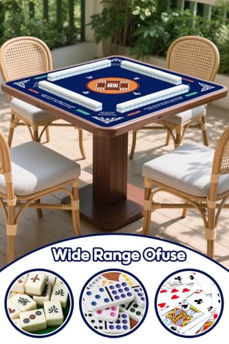 Mahjong Mat with Rule, 31.5x31.5Inch American Mahjongg Table Mat(Dark Blue) | Anti-Wrinkle&Foldable Neoprene Mahjongg Travel Mat for Table with Learning Rule, Anti-Slip Noise Reduction Includes Carry Bag - color: Dark Blue