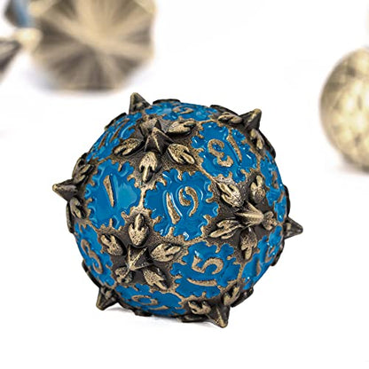 UDIXI Dragon Metal Dice Set D&D, 7-die Polyhedral Dice Set with Unique Shape for DND Role Playing Games (Bronze with Blue Number) - color: Dg-bronze With Blue Number