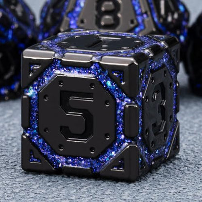 DND Metal Dice Set, Polyhedral Dice Set for RPG D&D Dice with Cracks Dungeons and Dragons Dice Set for RPG TTRPG D&D Die with Gift Case(Black Nickel Purple) - color: Black Nickel Purple