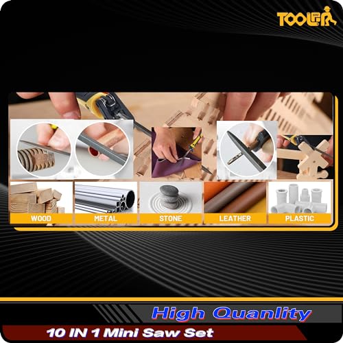 TOOLAN: 10-In-1 Model Craft Hand Saw & File Set. DIY Mini Razor Saw&File Kit for Handcrafted, Modeling, Plastic, and Other Fine Cutting, Reliable Blade Quick Change Mechanism - color: 10-in-1 Craft Hand Saw