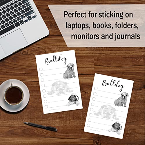 Bulldog Puppies Sticky to Do List Notepad - Bulldog Stationary School Supplies for Bulldog Mom | Bulldog Gifts for Bulldog Lovers | 4" x 6" 50 Pages - size: Bulldog