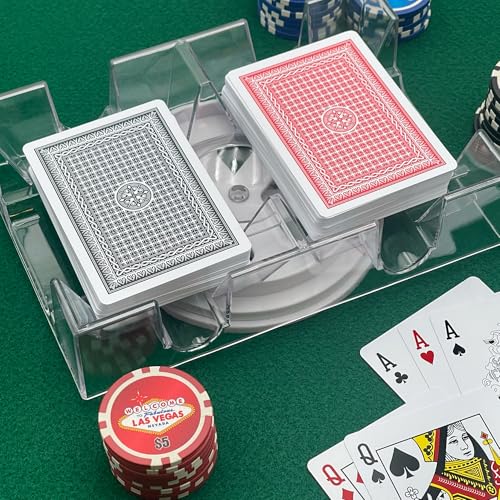 Dual Deck Revolving Card Holder - 360 Degree Playing Card Holder for Kids Playing Card Accessories Poker Card Deck Holder Poker Table Accessories - Acrylic Playing Card Holder for Playing Card Games