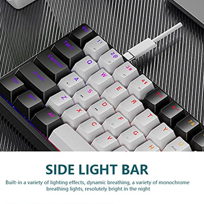 60% Percent Keyboard with Detachable USB-C Small Mechanical Gaming Keyboard Portable 61 Keys Wired Keyboards with Variety RGB Backlit Waterproof White Gaming Keyboards Mini for Pc 11.81x4.13x1.38in