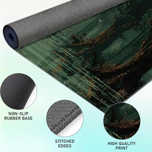 Ultimate TCG Battle Set: 24"x14" Stitched Fantasy Playmat, 16 Dice & Carry Bag – Non-Slip 2mm Rubber Card Game Mat for Trading Card Games (Midnight Swamp, Classic Series) - color: Midnight Swamp, size: CLASSIC SERIES