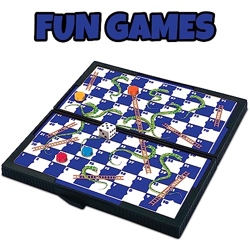 Gamie Magnetic Board Travel Games for Kids, Includes 12 Retro Fun Games - 5" Compact Design, Individually Boxed Travel Essentials for Kids 4-8, 8-12, Road Trip/Airplane/Camping, for All Ages