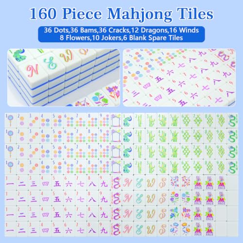 American Mahjong Set, 160 Blue Melamine Tiles (1.2”) - color: A-blue