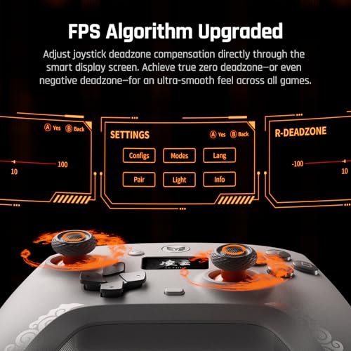 BIGBIG WON Wireless Gaming Controller with LCD Display – Hall Effect Joystick & Triggers, 1000Hz Polling Rate, PC/Switch/Android/iOS Compatible, Dual Back Buttons, Turbo, HD Rumble, Wired/Bluetooth/2.4G AETHER Wireless Gamepad - color: 1.Aether