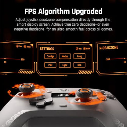 BIGBIG WON Wireless Gaming Controller with LCD Display – Hall Effect Joystick & Triggers, 1000Hz Polling Rate, PC/Switch/Android/iOS Compatible, Dual Back Buttons, Turbo, HD Rumble, Wired/Bluetooth/2.4G AETHER Wireless Gamepad - color: 1.Aether