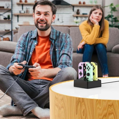 Joycon Charger for Nintendo Switch Joycon Controller, YCCSKY Charging Dock for 4 Switch Controllers, Charger Station with a USB Type-C Charging Cable